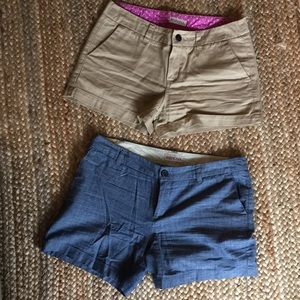 Khaki and blue cotton shorts. 2 for price of 1!